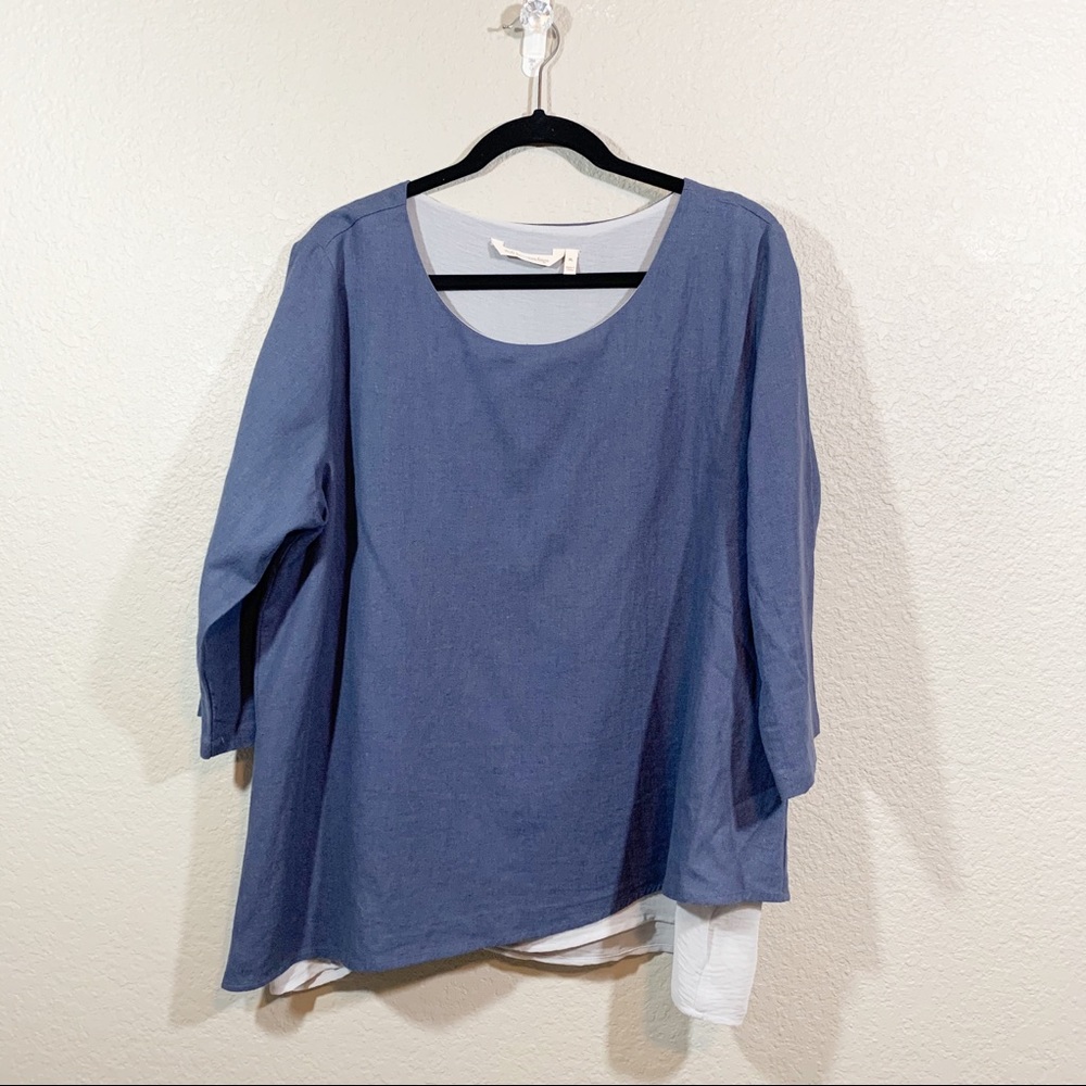 Soft Surroundings Maya Tunic Blue Linen Bl…